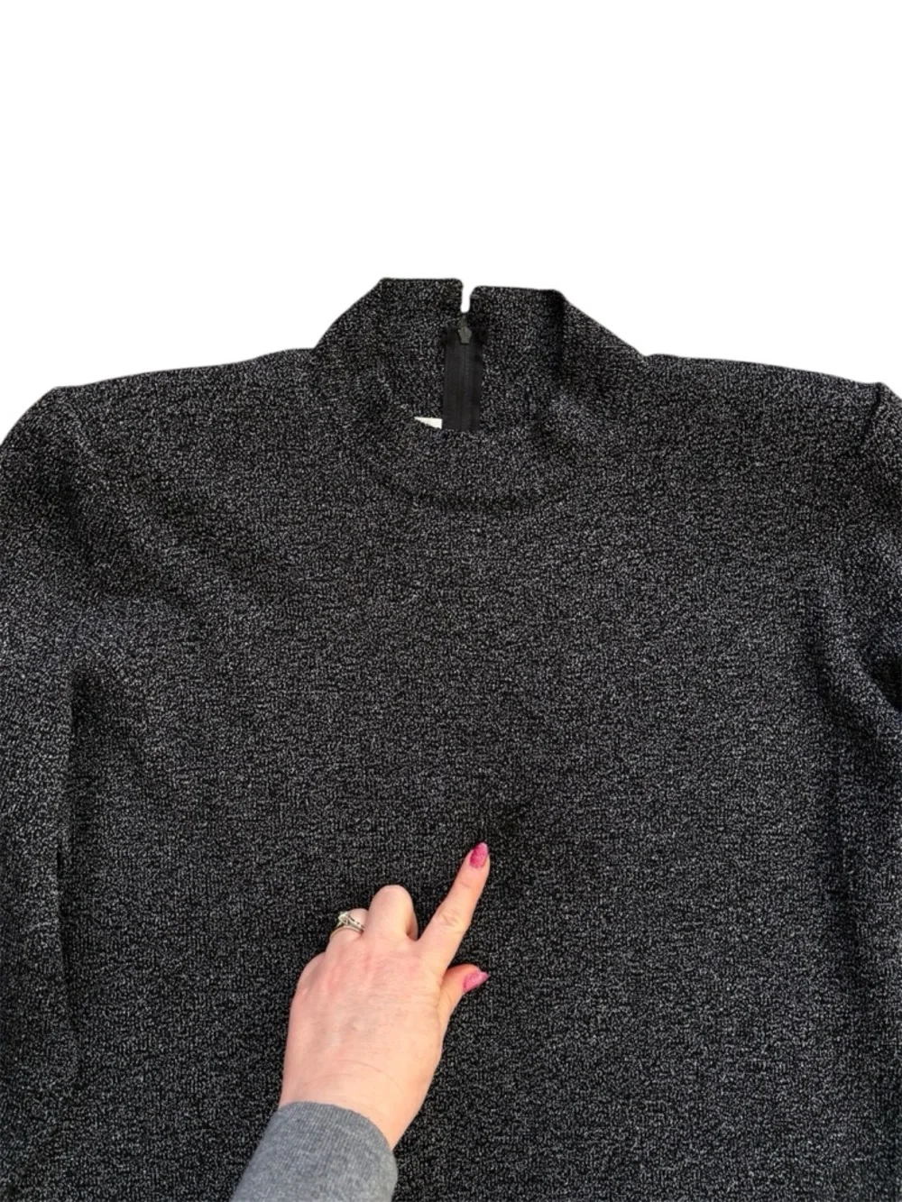 𝅺TOULA Vintage Wool Blend Sweater Dress Cuffed Sleeve Hand Knit Grey *FLAW* - Picture 14 of 16